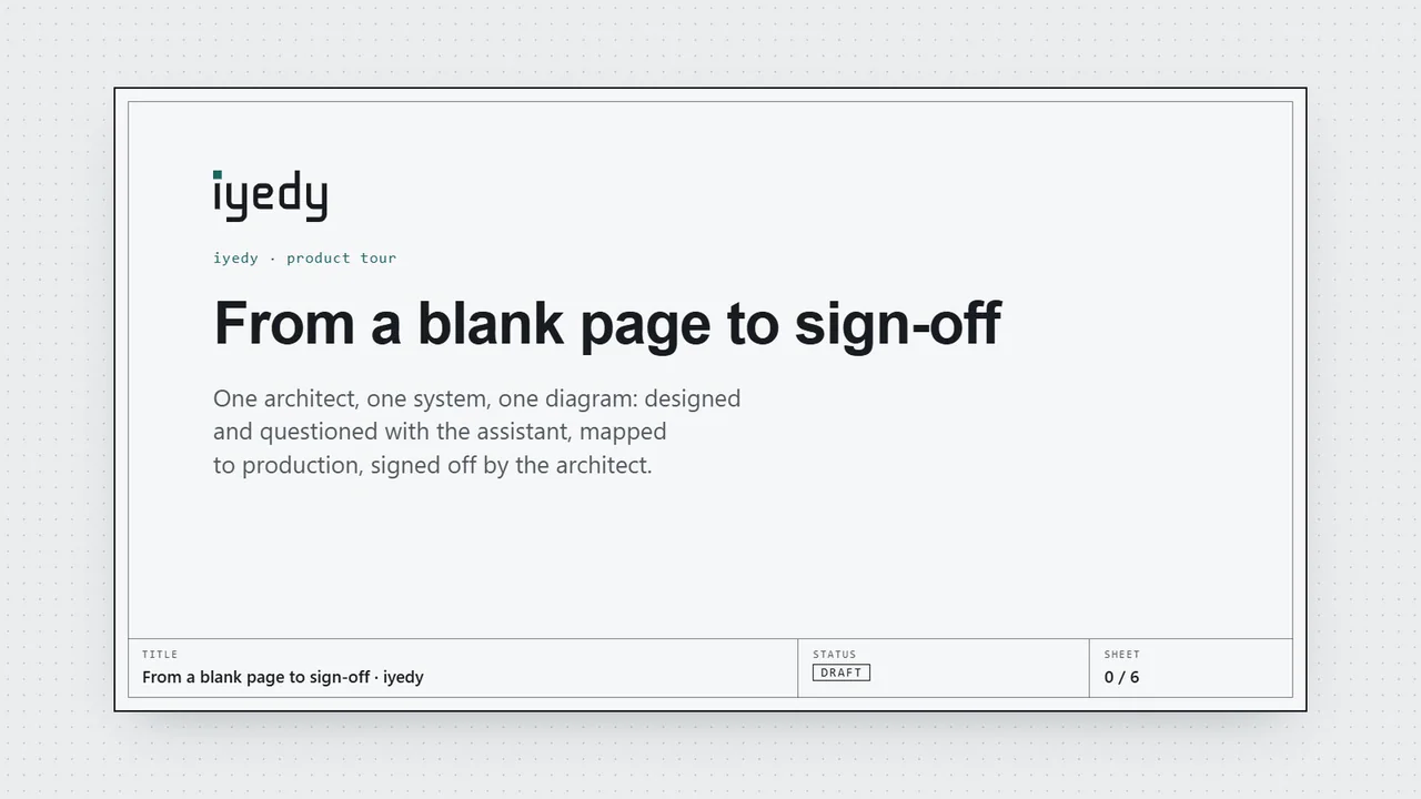 Title card of the film: From a blank page to sign-off, iyedy.